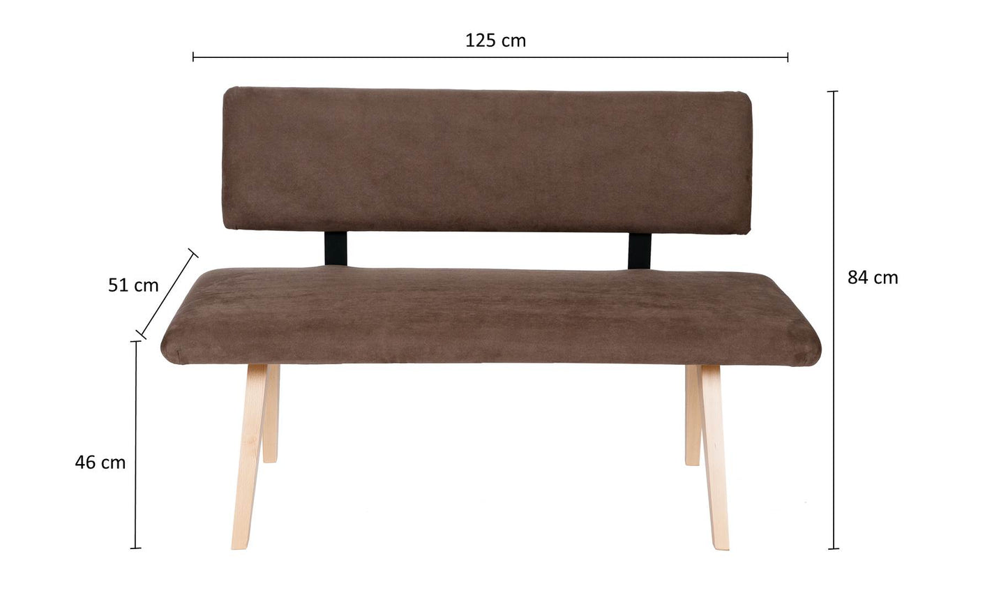 Sitzbank 'Die Natürliche', 125 cm mit Lehne, Stoff Sand