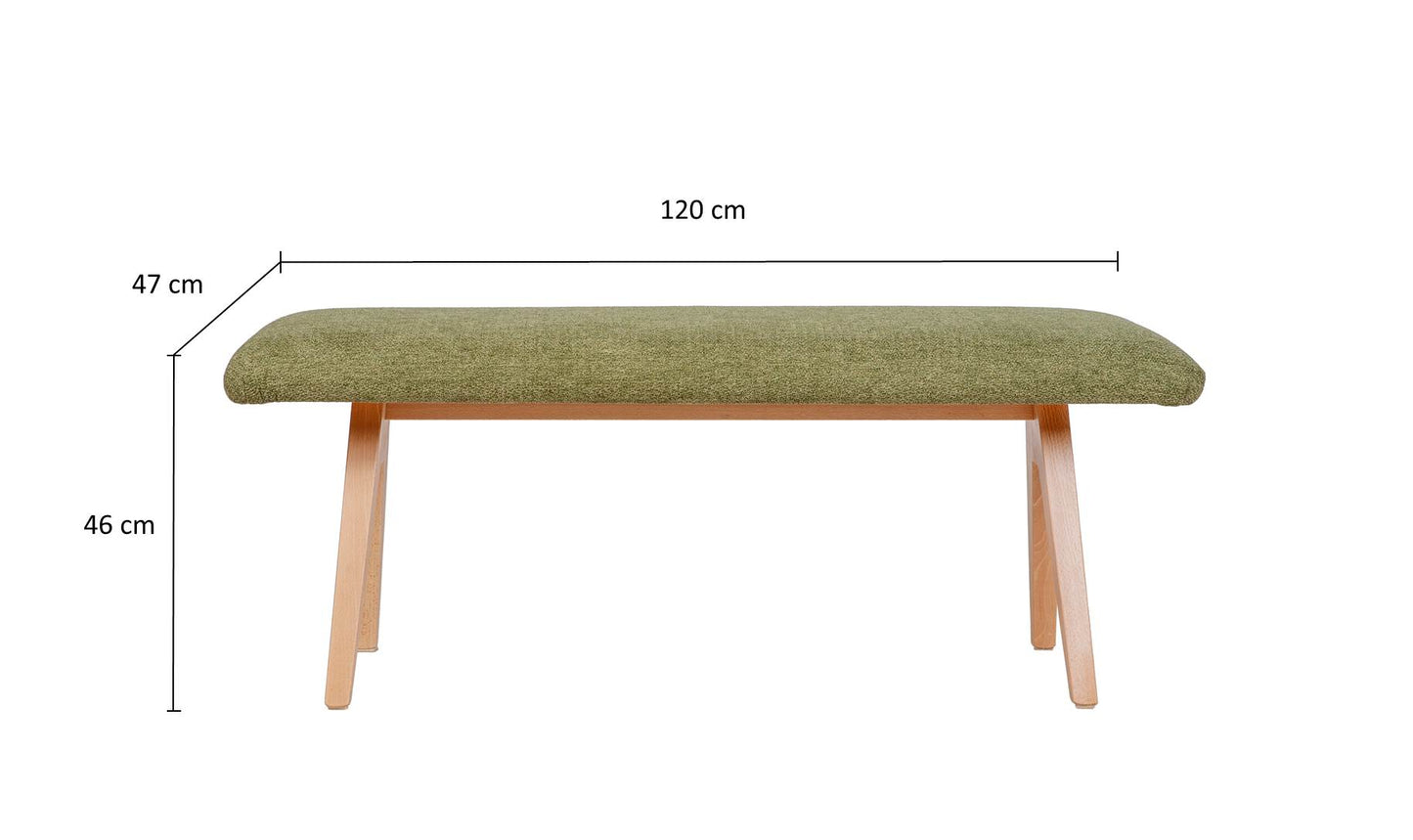 Sitzbank 'Die Natürliche', 125cm, Stoff Grün