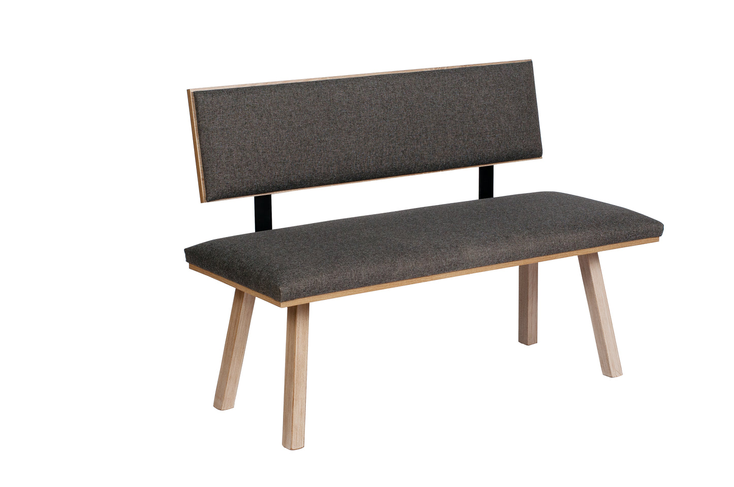 Sitzbank 'Die Klassische', 125 cm mit Lehne, Stoff Grau