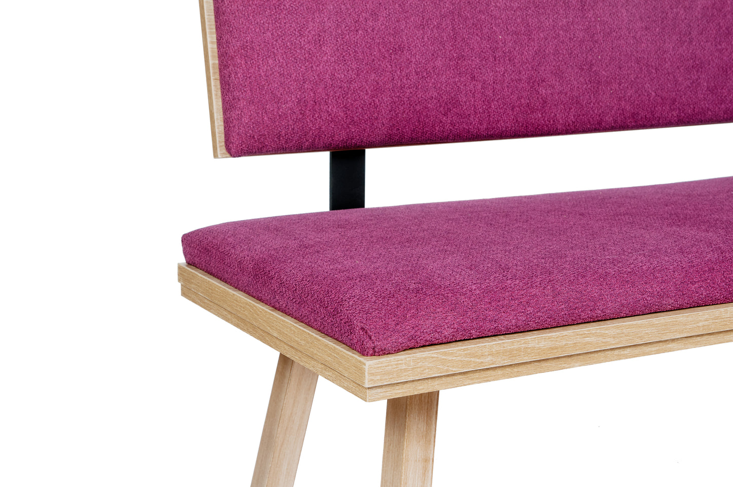 Sitzbank 'Die Zeitlose', 125 cm mit Lehne, Stoff Bordeaux