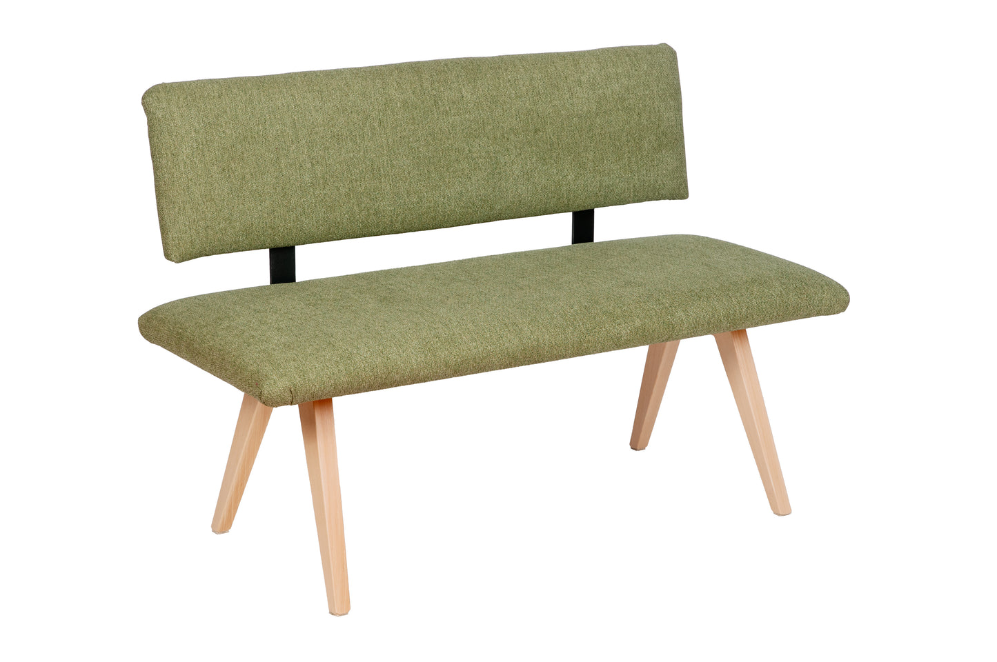 Sitzbank 'Die Natürliche', 125 cm mit Lehne, Stoff Grün