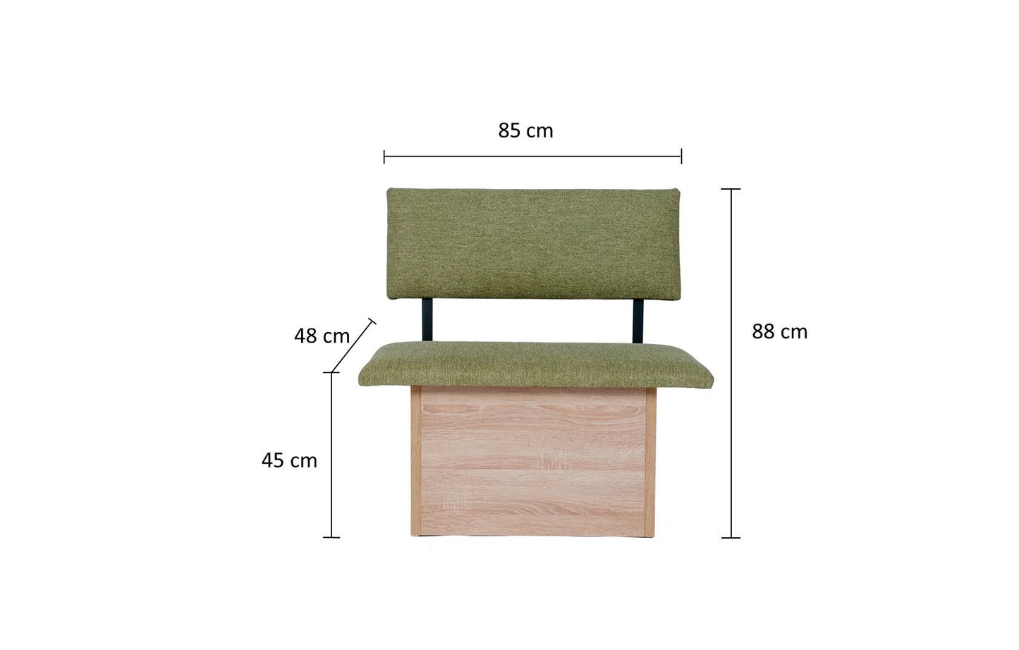 Sitzbank 'Das Raumwunder', 85cm mit Lehne, Stoff Grün