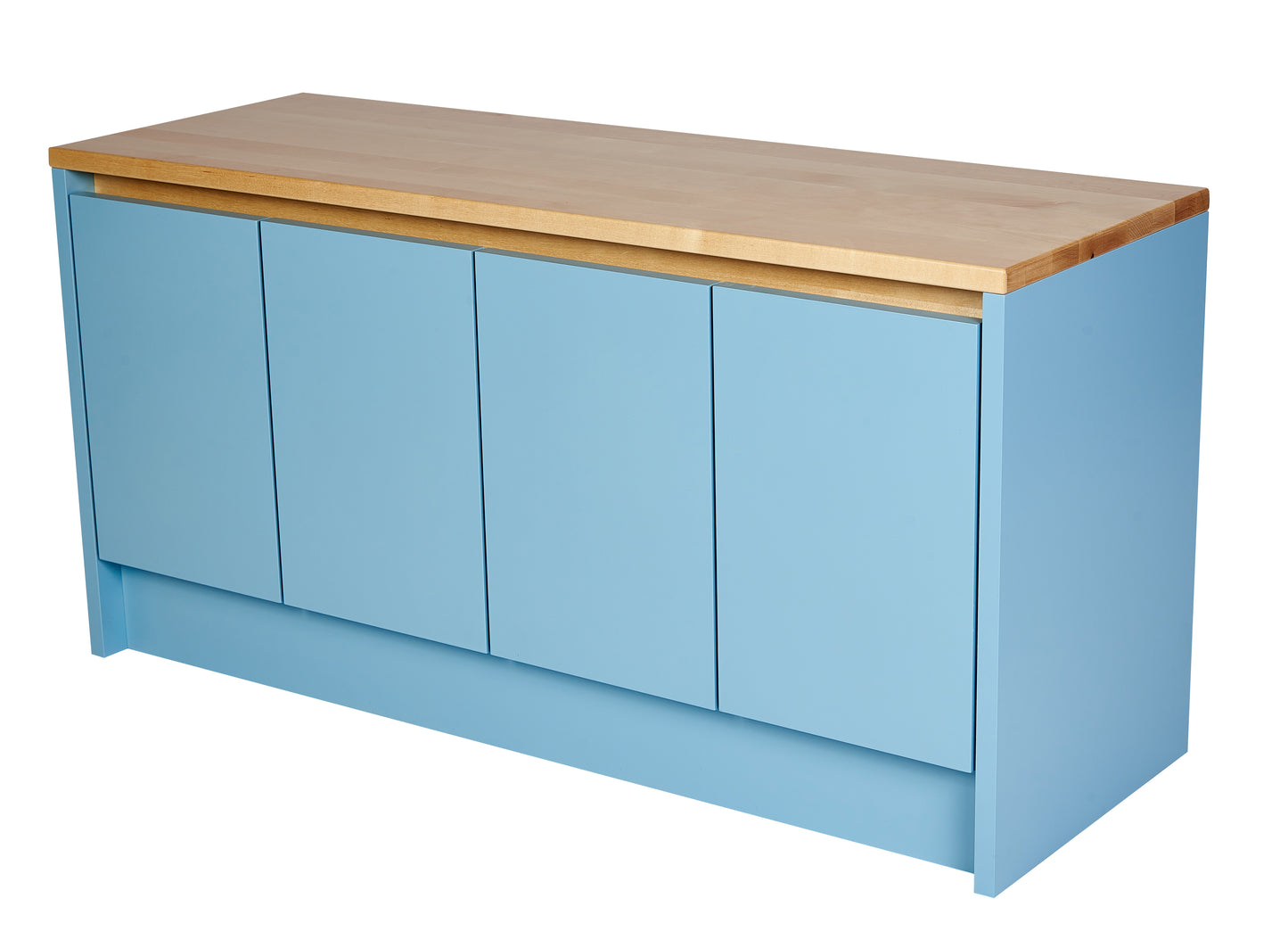 Schuhbank, Garderobenbank, Schuhregal, Schuhschrank mit 4 Türen Blau Pastell