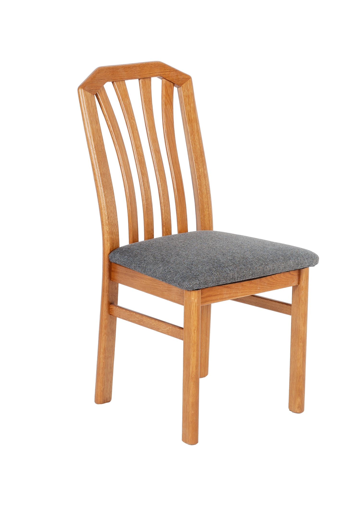 Stuhl 'Der Zeitlose', aus Massivholz, gepolstert, Stoff Grau, 2er Set