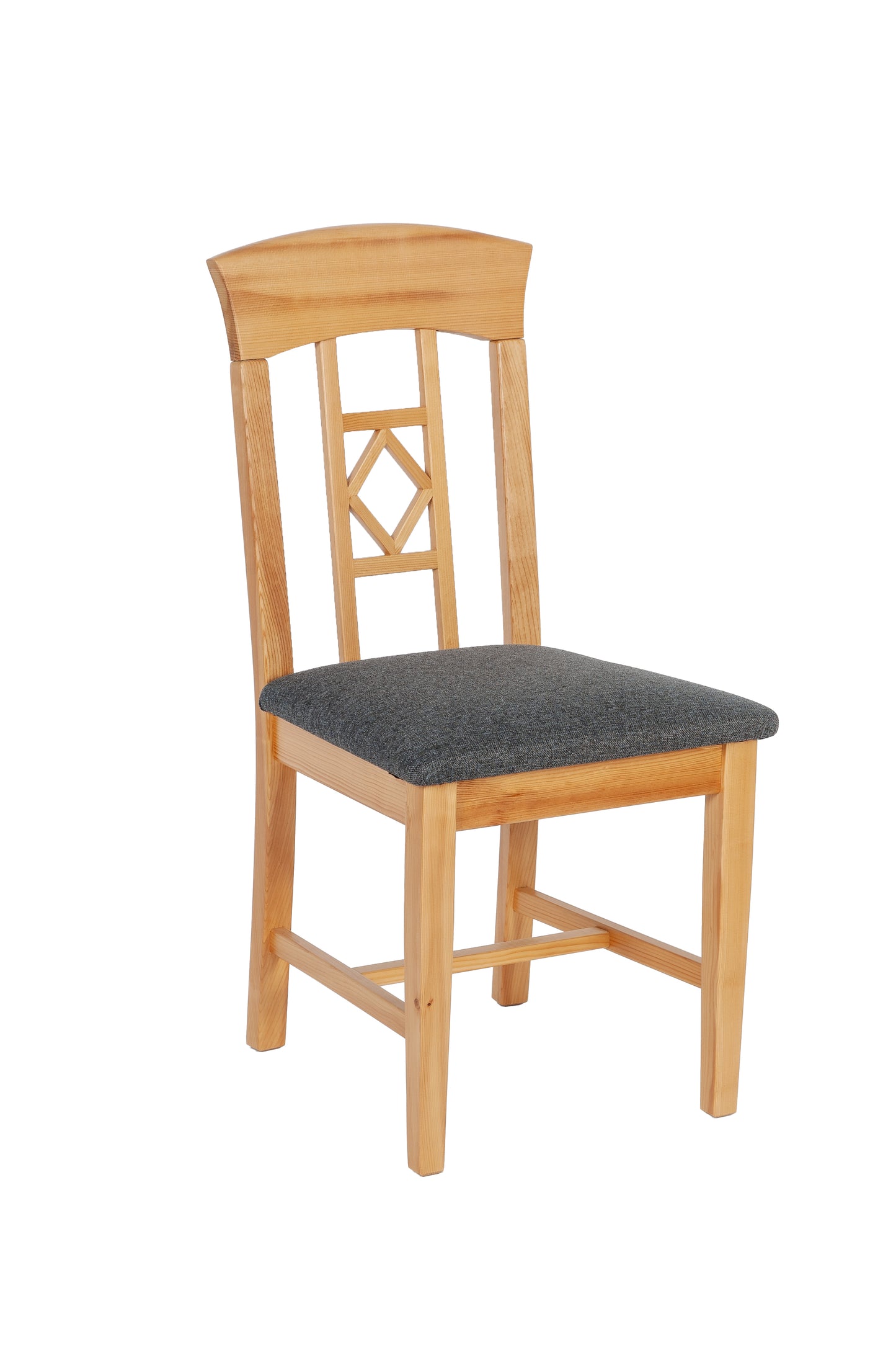 Stuhl 'Der Hotelier', aus Massivholz Fichte, gepolstert, Stoff Grau, 2er Set