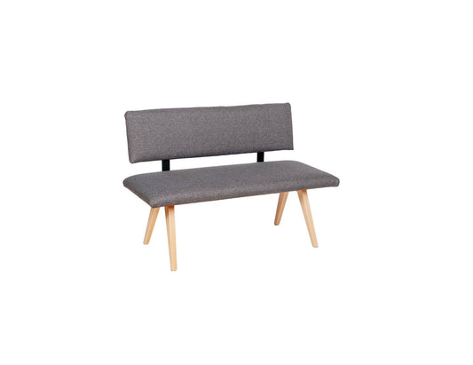 Sitzbank 'Die Natürliche', 125 cm mit Lehne, Stoff Grau