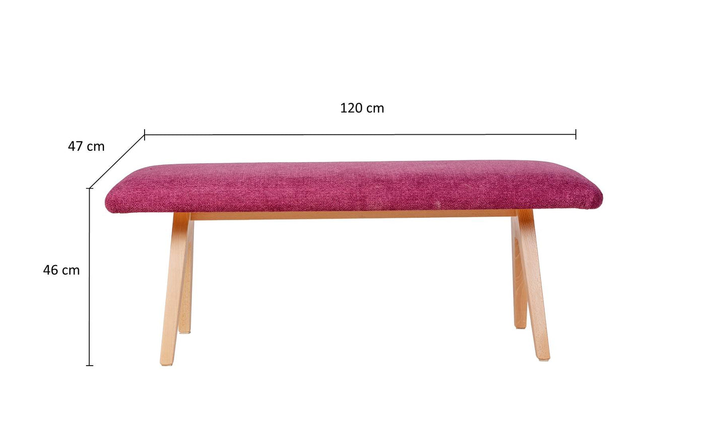 Sitzbank 'Die Natürliche', 125cm, Stoff Bordeaux