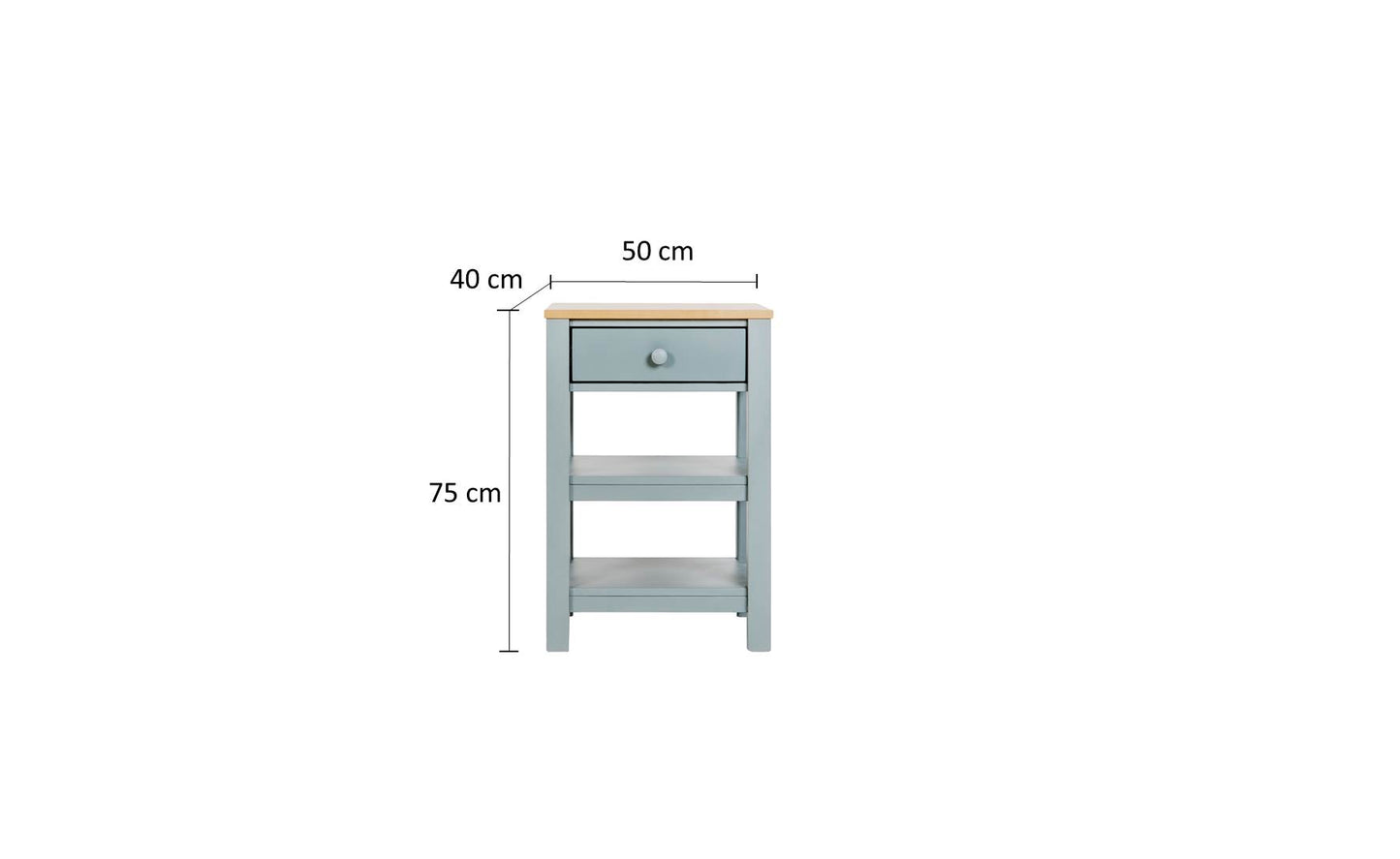 Beistelltisch, Schlüsseltisch, Butcher Block mit Schublade Massivholz Grau