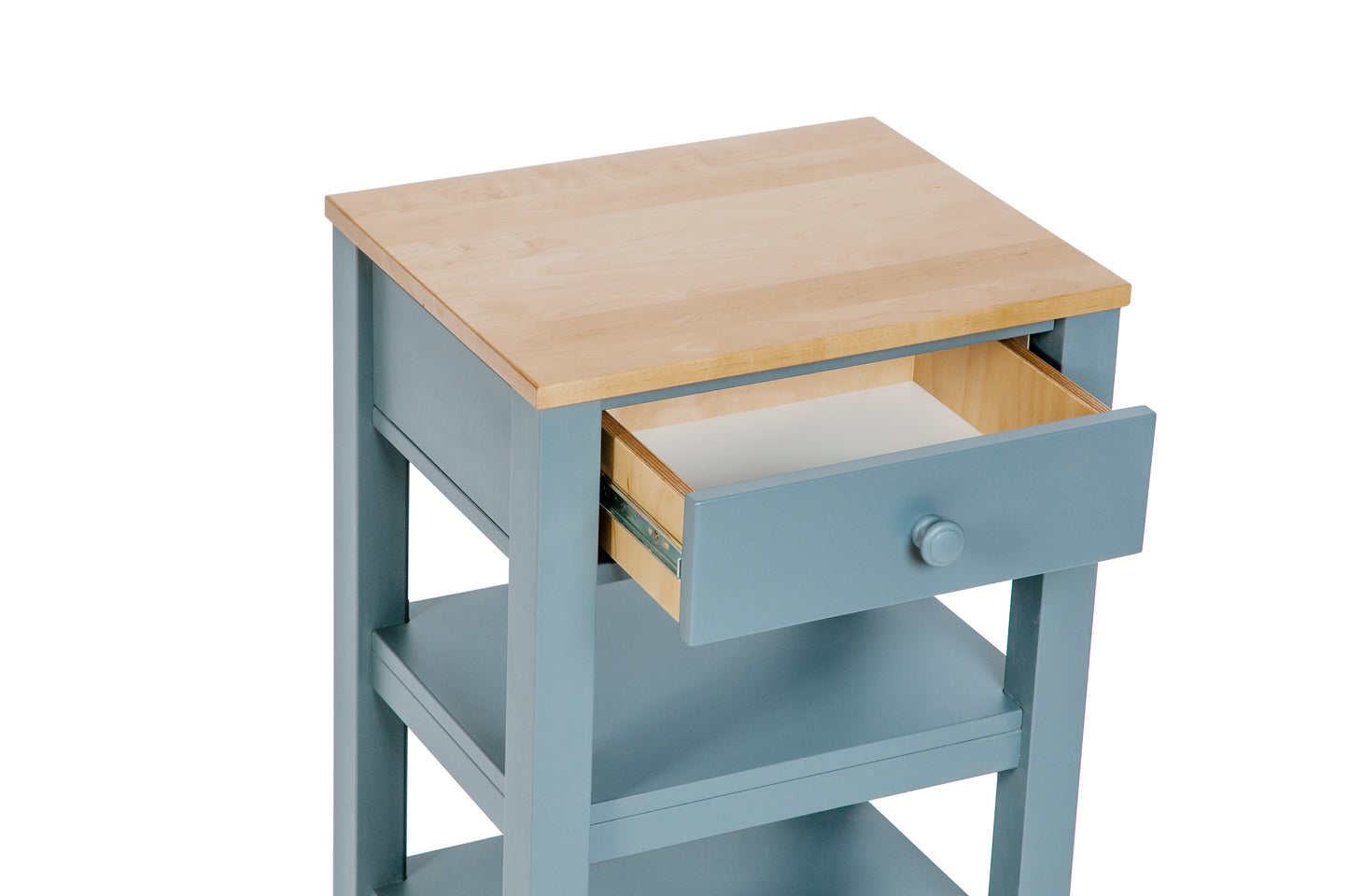 Beistelltisch, Schlüsseltisch, Butcher Block mit Schublade Massivholz Grau