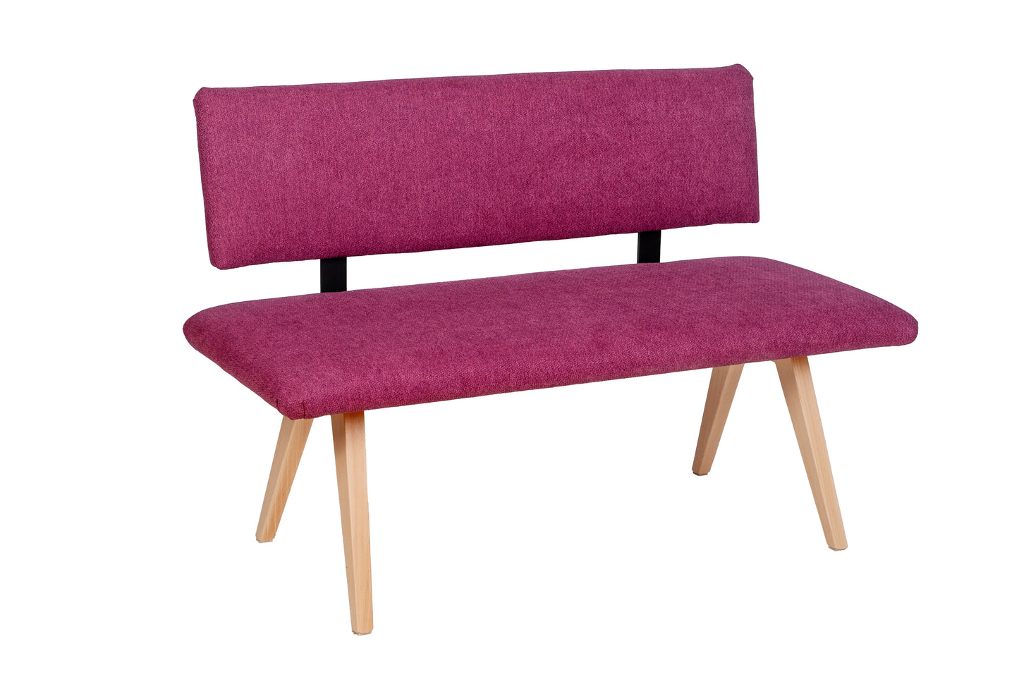 Sitzbank 'Die Natürliche', 125 cm mit Lehne, Stoff Bordeaux