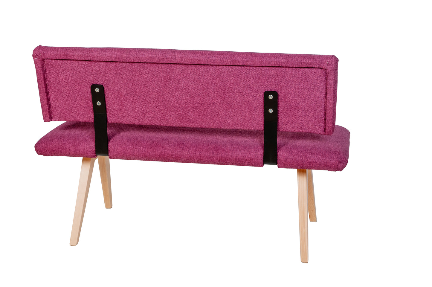 Sitzbank 'Die Natürliche', 125 cm mit Lehne, Stoff Bordeaux