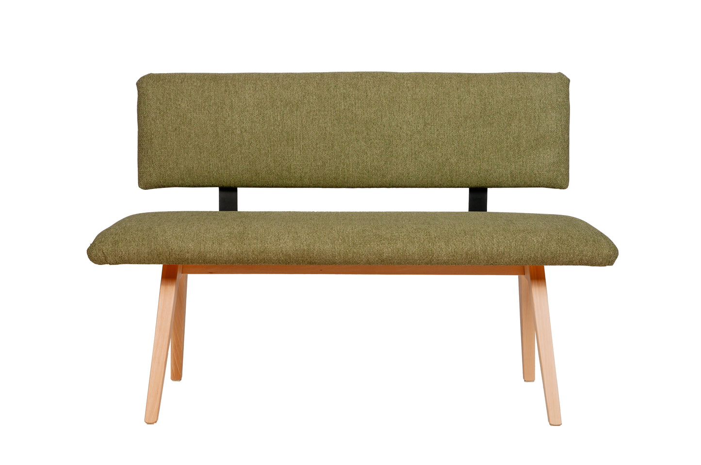 Sitzbank 'Die Natürliche', 125 cm mit Lehne, Stoff Grün