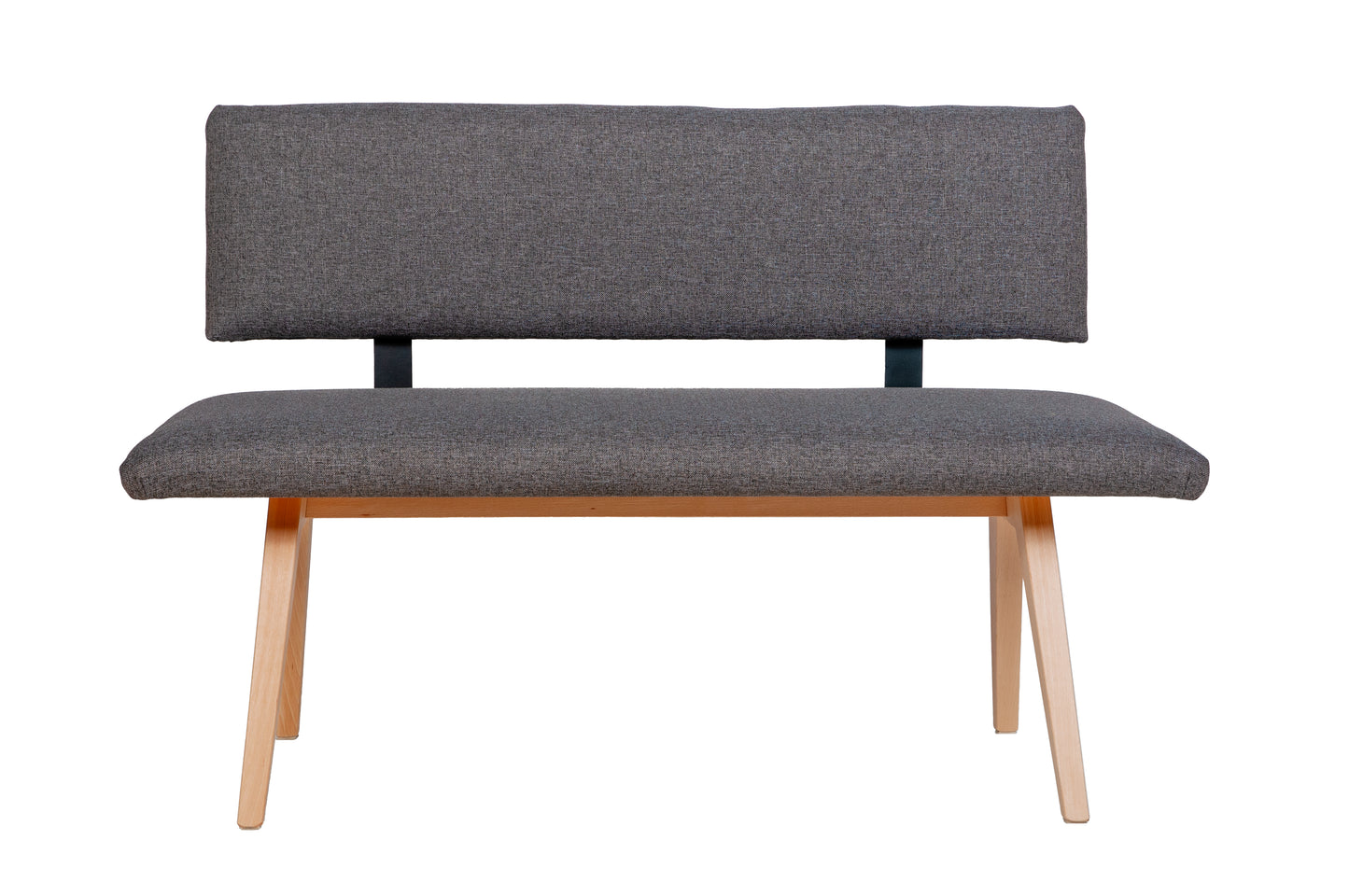 Sitzbank 'Die Natürliche', 125 cm mit Lehne, Stoff Grau