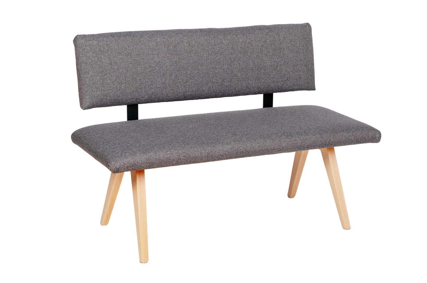 Sitzbank 'Die Natürliche', 125 cm mit Lehne, Stoff Grau