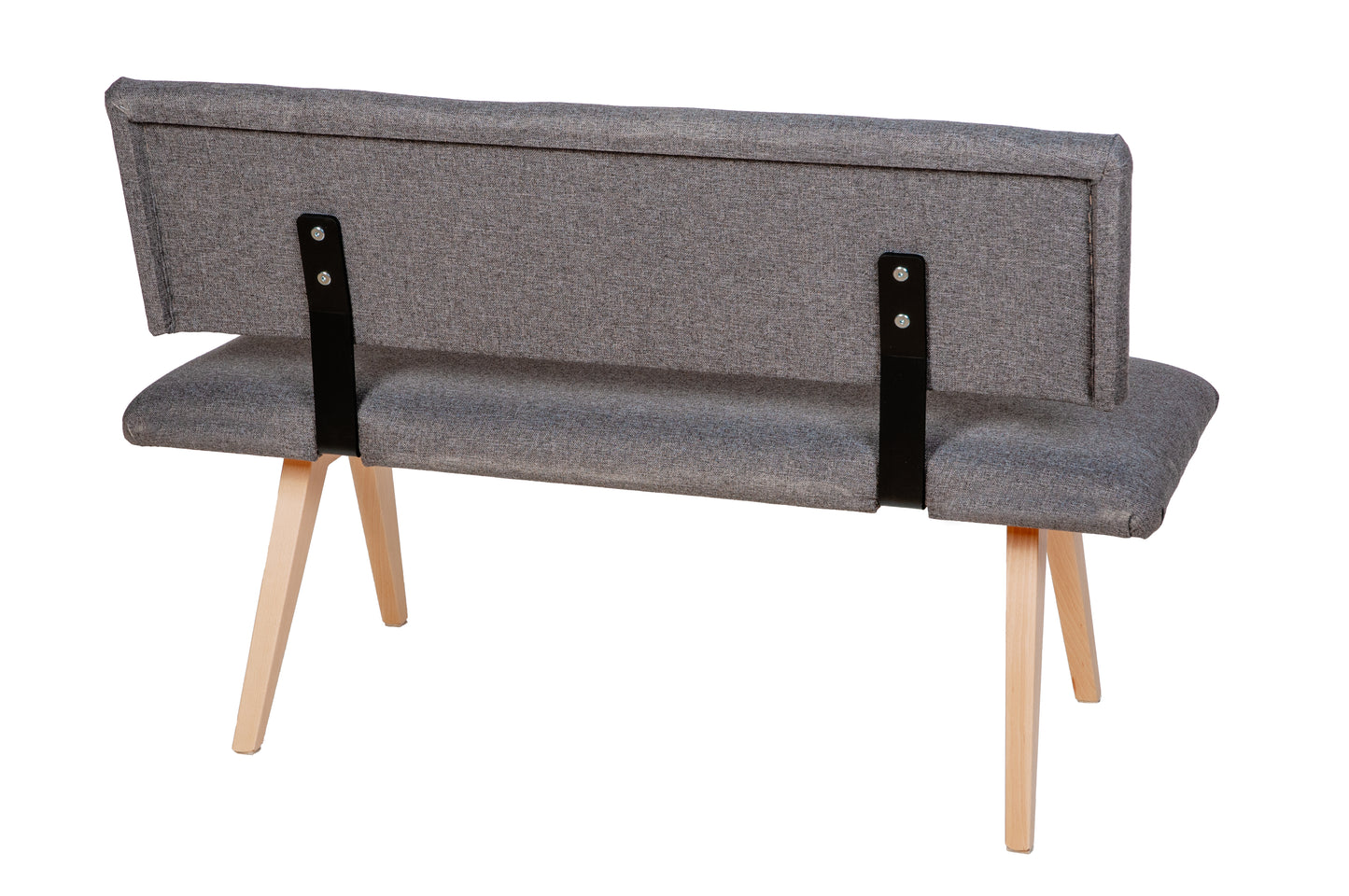 Sitzbank 'Die Natürliche', 125 cm mit Lehne, Stoff Grau