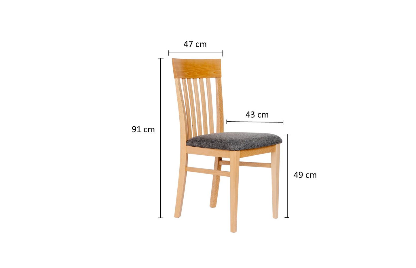 Stuhl 'Der Stilvolle', aus Massivholz Buche, gepolstert, Stoff Grau, 2er Set