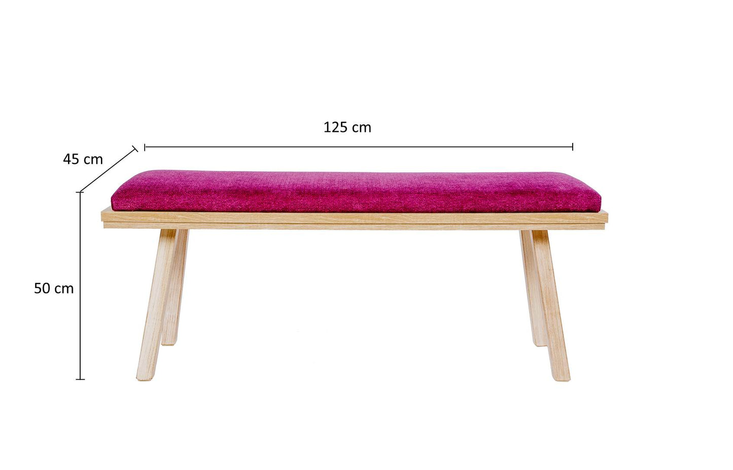 Sitzbank 'Die Zeitlose', 125cm, Stoff Bordeaux