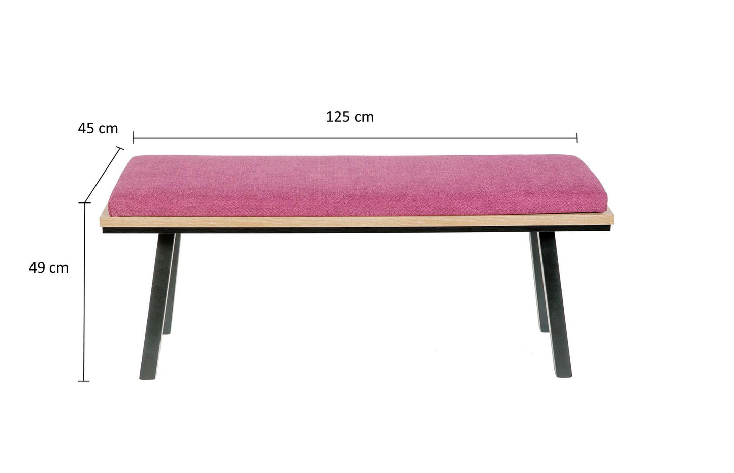 Sitzbank 'Die Elegante', 125cm, Stoff Bordeaux