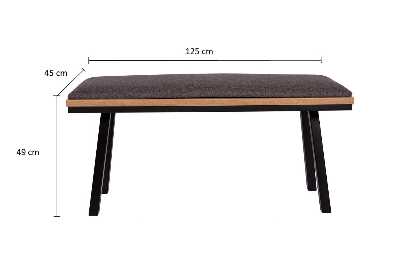 Sitzbank 'Die Elegante', 125cm, Stoff Grau