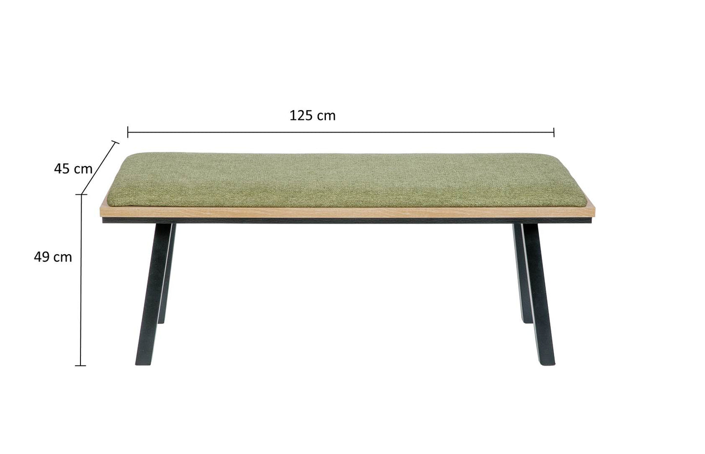 Sitzbank 'Die Elegante', 125cm, Stoff Grün