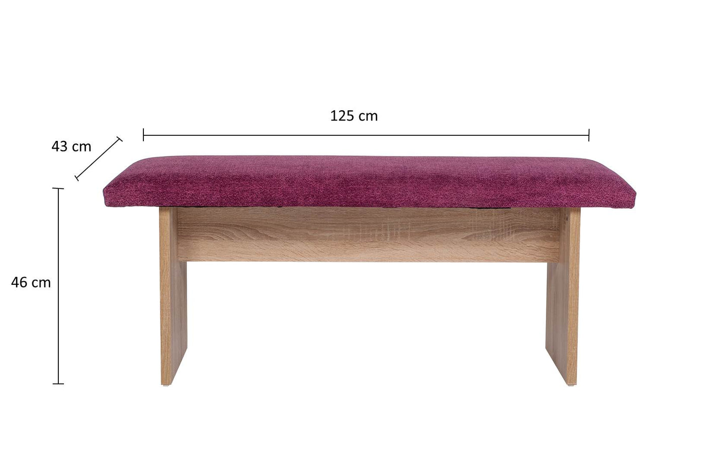 Sitzbank 'Das Raumwunder', 125cm, Stoff Bordeaux