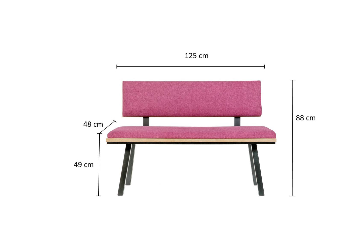 Essgruppe 'Die Elegante', Sitzbank mit Lehne, Küchenbank, 4-Fuß Tisch, Set 3-tlg., Stoff Bordeaux